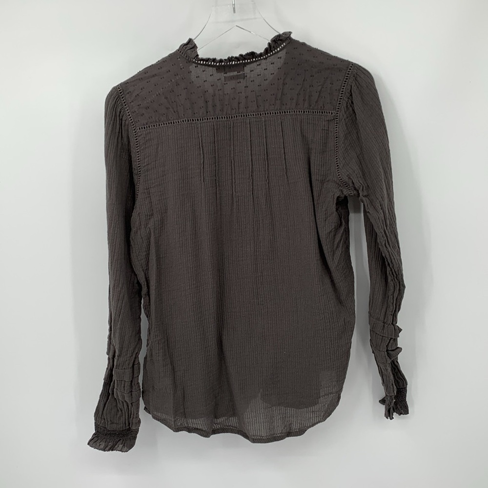 Faherty Dark Gray Button-Down Blouse - image 5